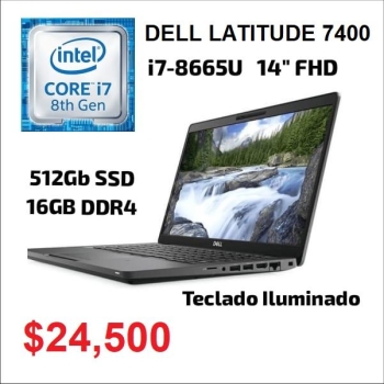 Dell latitude 7400 14 pg. fhd i7 8va  tec. iluminado w11 20500