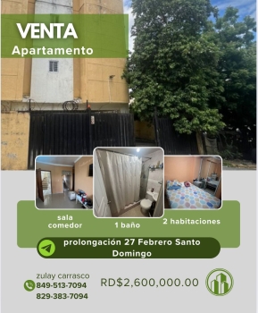 Apartamento en venta ubicación prolongación 27 de febrero próximo a la
