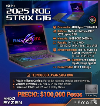 Asus rog strix g16 2025 16” 3ms  en santo domingo oeste