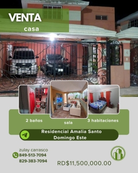 Vendo casa de 2 niveles en residencial amalia santo domingo este.