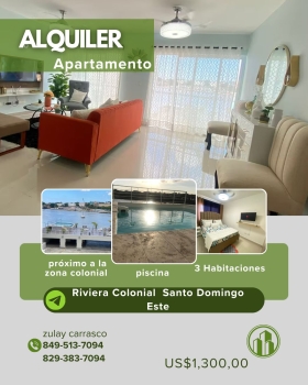 Apartamento en alquiler – zona oriental riviera colonial