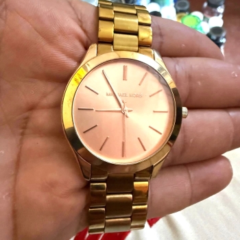 Reloj michael kors slim runway 42mm oro rosado acero inox resist 50mtr