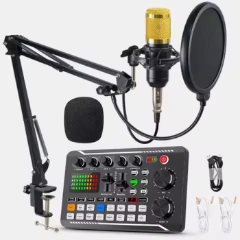 Combo micrófono completo  tarjeta pro plus – sonido profesional