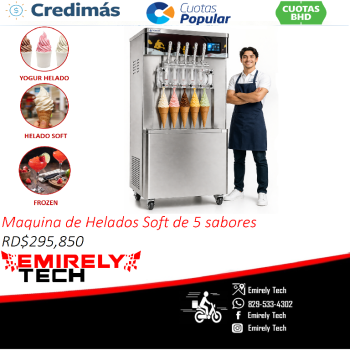 Maquina de helados soft de 5 sabores yogur helado granisado frozen