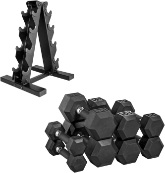 rack triangular de 6 pares mancuernas hexagonales