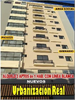 Alquilo 3 aptos de 1 habs. con linea blanca  en urb. real aptos a estr