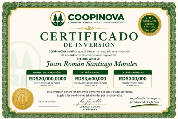 Certificado de inversión con rendimiento mensual
