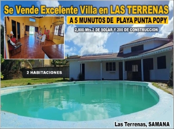 vendo excelente villa en las terrenas a 5 minutos playa punta popy 2