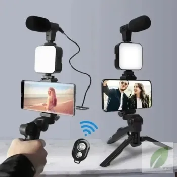 Kit tiktoker con micrófono luz led y trípode