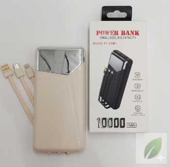 Power bank 10000mah recargable con cables integrados
