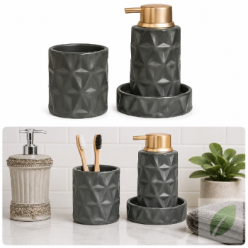 Set de baño moderno negro 3 piezas cf-ltc01
