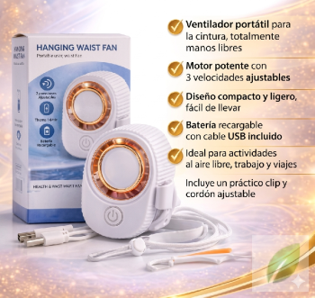 Ventilador de cintura recargable portátil