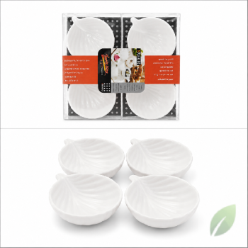 Set de platos ovalados de porcelana blanca 4 piezas