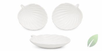 Set de platos hondos blancos diseño concha 3 piezas