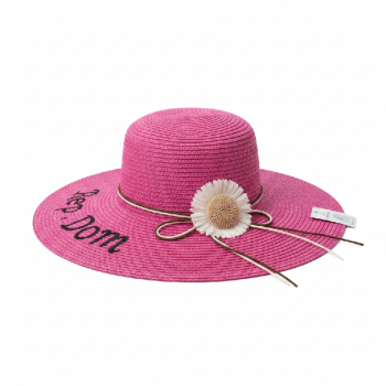 Sombrero de paja rosa con flor 1 1 15 10 10c 10cm