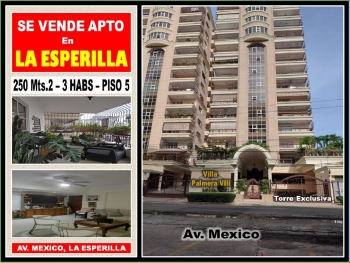 Vendo apto en  torre villa palmera de la esperila piso 5 3 habs. 250 m