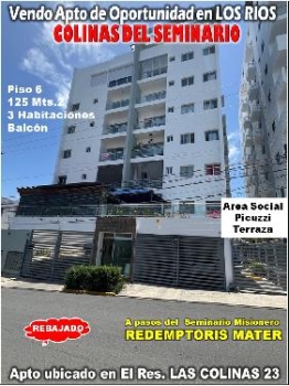 Venta excelente apto en los rios colinas del seminario  3 habs. 125 mt