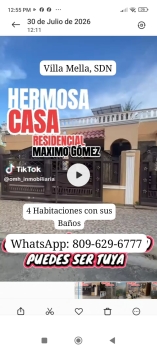 Casa de 2 niveles en venta villa mella res máximo gómez 4 habitaciones