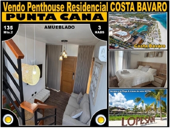 Vendo penthouse residencial costa bavaro punta cana 3 habs. 135 mts.2