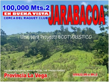 Vendo 100000 mts.2 de terreno en buena vista jarabacoa cerca del raque