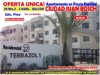 Oportunidad unica! apto precio especial en ciudad juan bosh 3 habs. po