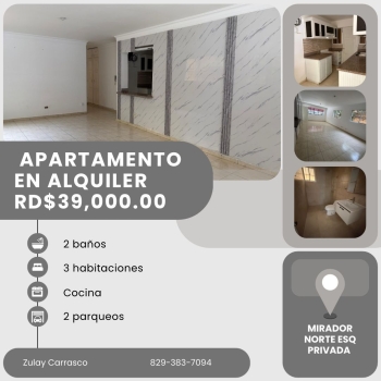 Apartamento en alquiler – mirador norte próximo a la privada av. 27 de