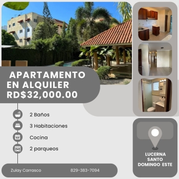 Se renta apartamento en lucerna santo domingo este