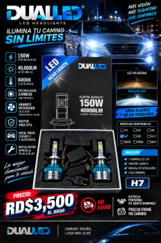 ???? luces led dualled h7 150w – de medio uso ????