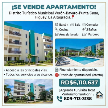 Apartamento venta  bávaro  higuey