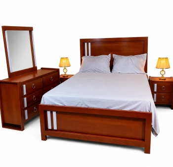 Mesa de noche en madera color caoba