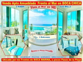 Vendo exclusivo apto con vista al mar de 360 grados en boca chica 2 ha
