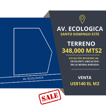 Terreno en venta en avenida ecológica  348000 m  ideal proyecto inmobi