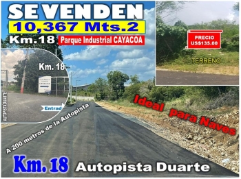 Vendo 10367 mts.2 km. 18 aut. duarte  parque industrial cayacoa a 200