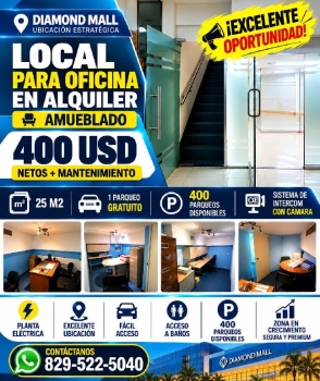 Se alquila local para oficina en plaza diamond mall