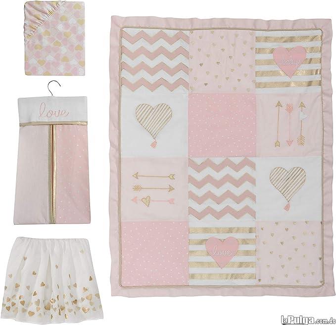 Lambs  Ivy Baby Love Pink/Gold Heart Juego de ropa de cama para cuna  Foto 7157446-2.jpg