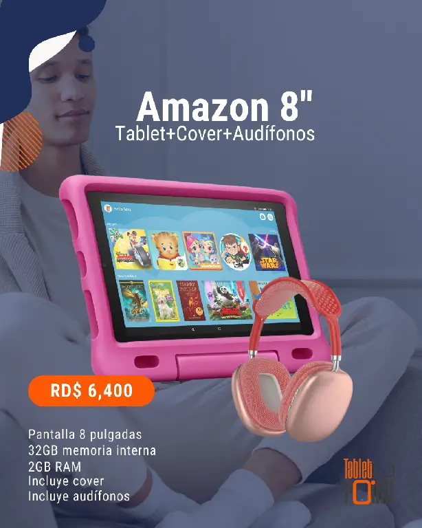 AMAZON FIRE 8 HD - CON COVER Y AUDFONOS en Santo Domingo DN Foto 7221317-1.jpg