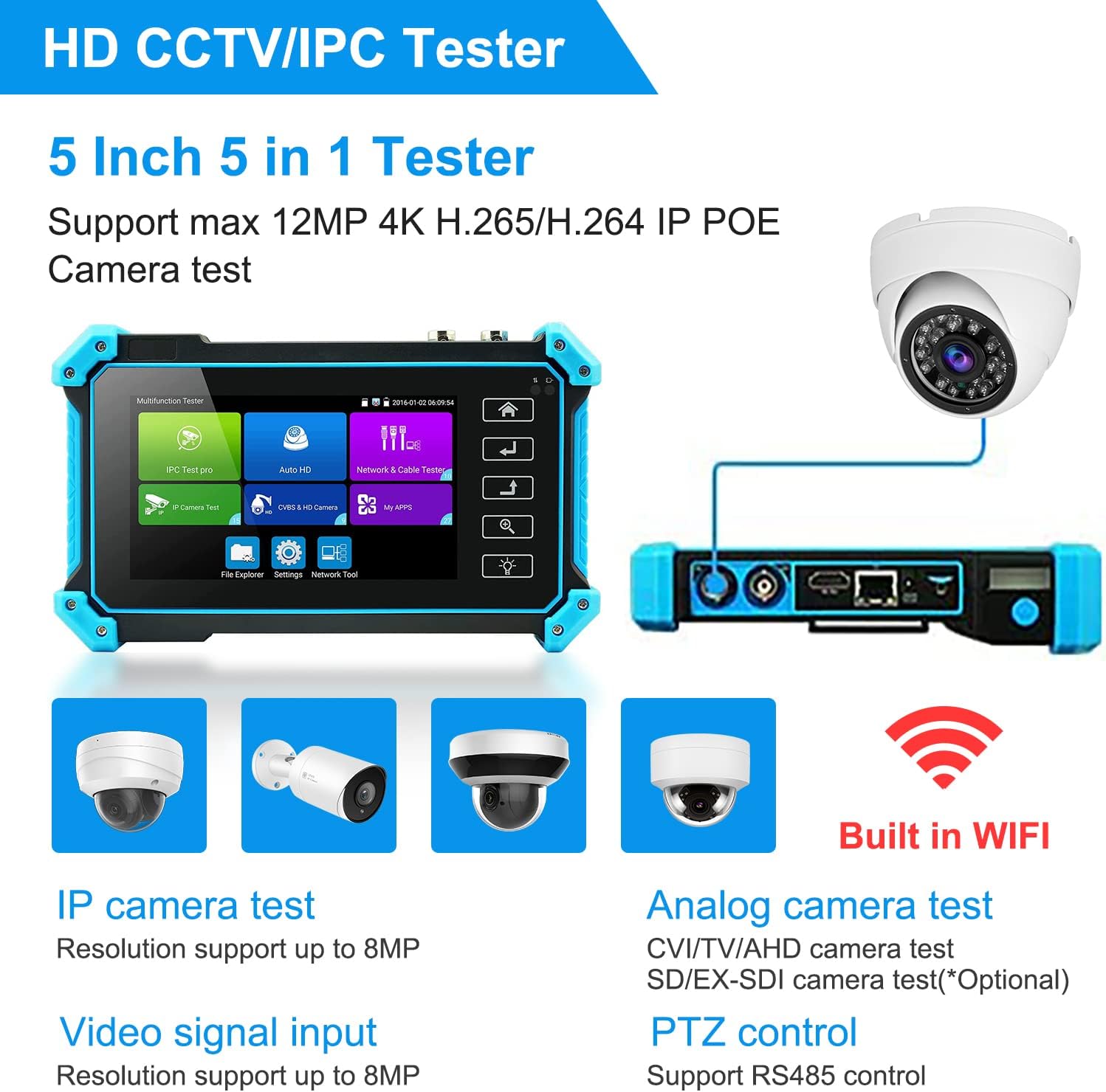 IPC TESTER 8MP 5 en 1 AHD CVI TVI CVBS cámara IP probador monitor IPC- Foto 7224128-3.jpg