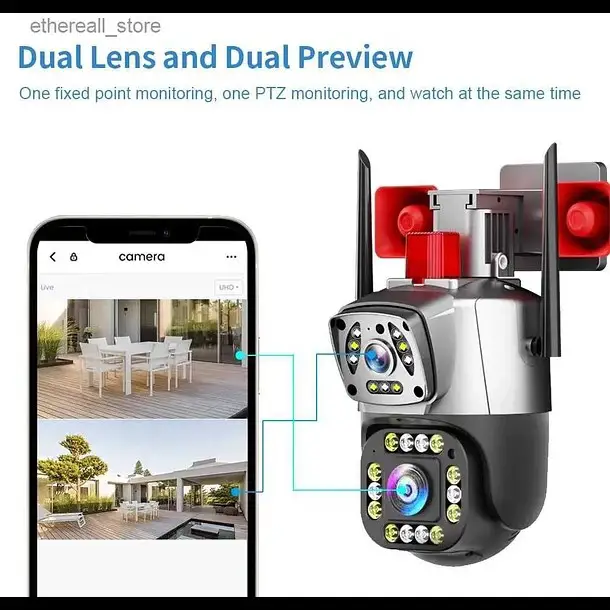 CAMARA WIFI DE EXTERIOR TIPO DOMO 360 CON ALARMA MY-7150 Foto 7277005-1.jpg