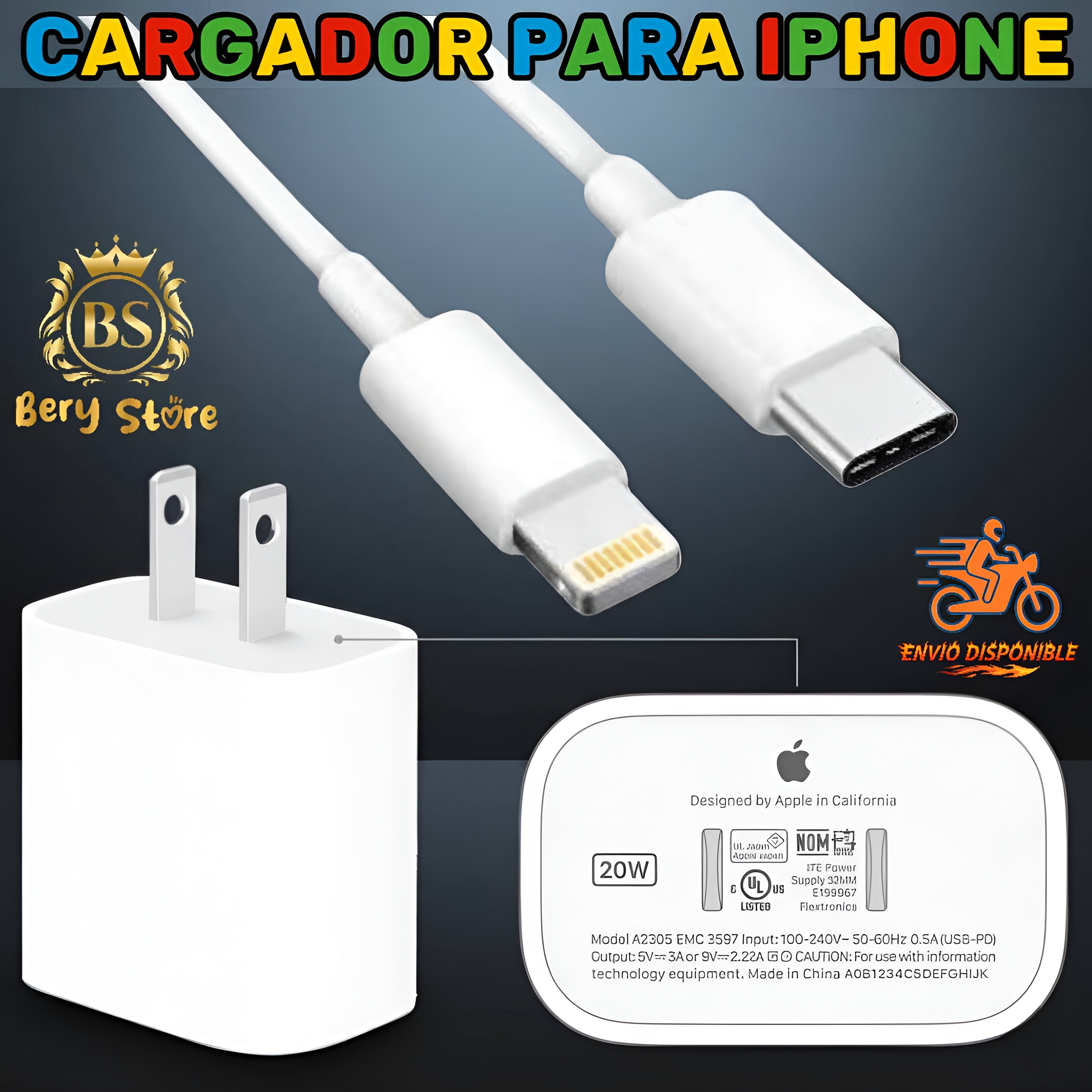 CARGADOR PARA IPHONE ORIGINAL CARGA RAPIDA / CARGADOR DE IPHONE / CARG Foto 7279462-10.jpg