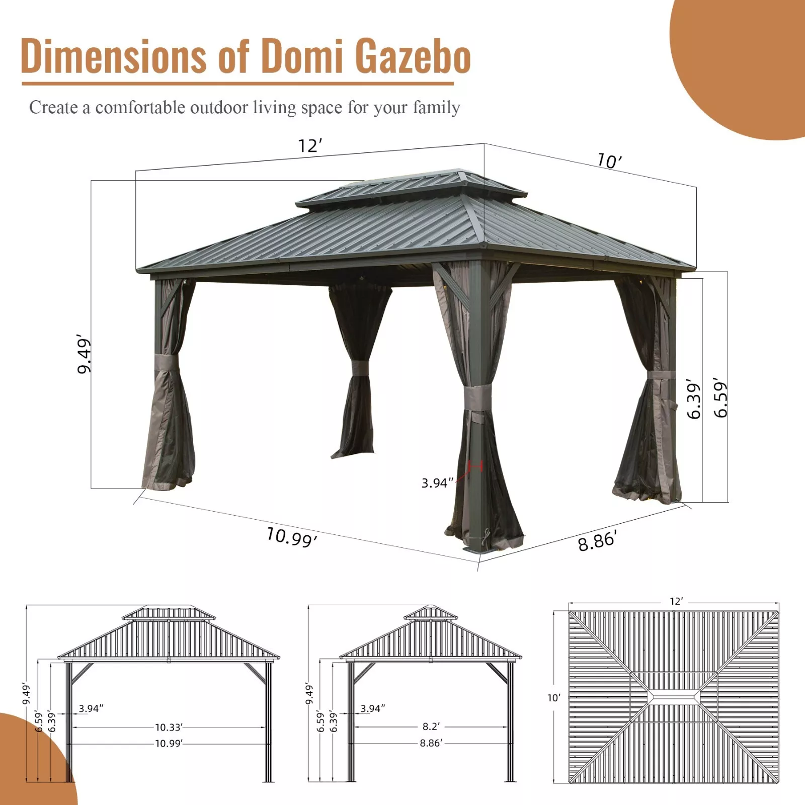 SE VENDO GAZEBO DE METAL NUEVO 10 X 12 PIES CON MOSQUITEROCORTINAS LAT Foto 7279615-1.jpg
