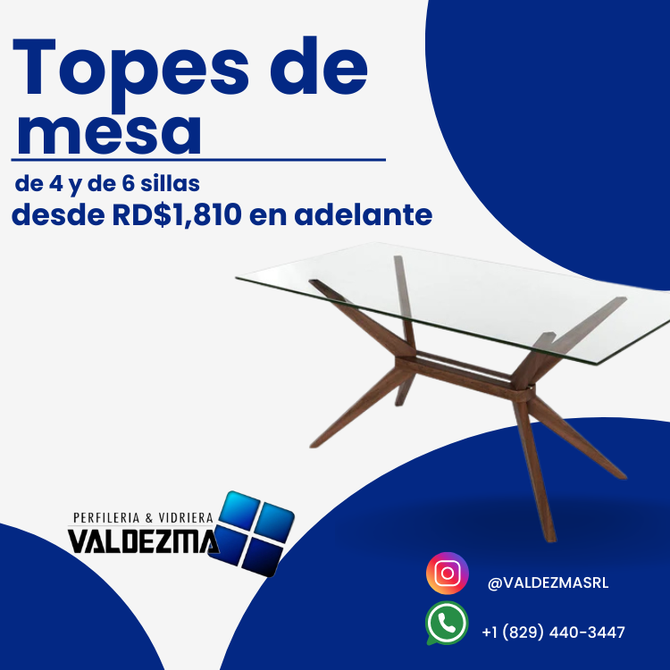 TOPES DE VIDRIO TEMPLADO DED 4 Y 6 SILLAS Foto 7283833-1.jpg