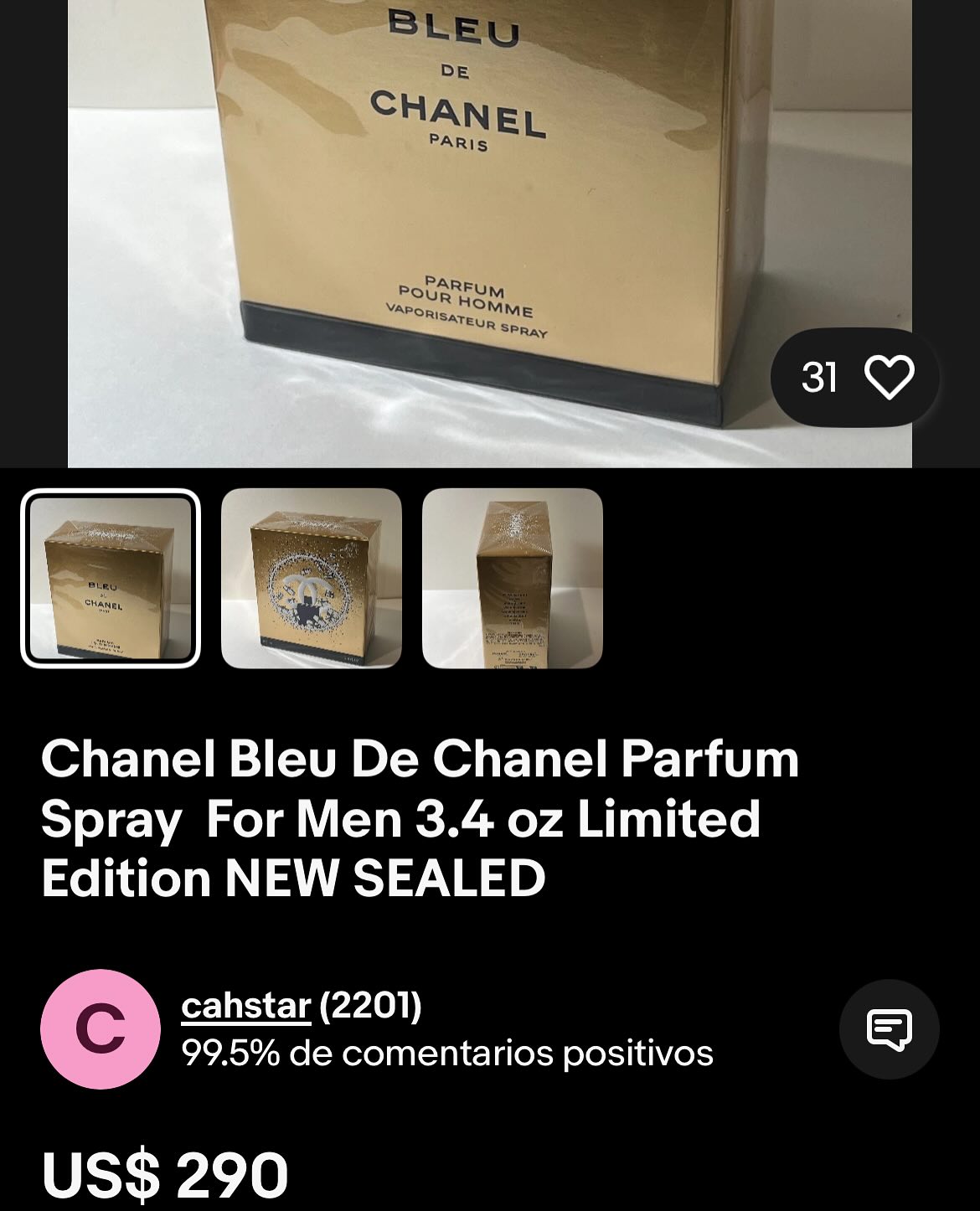 Perfume BLEU de CHANEL PARFUM Edición limitada de 3.4 FL.OZ 100ml Foto 7289500-3.jpg