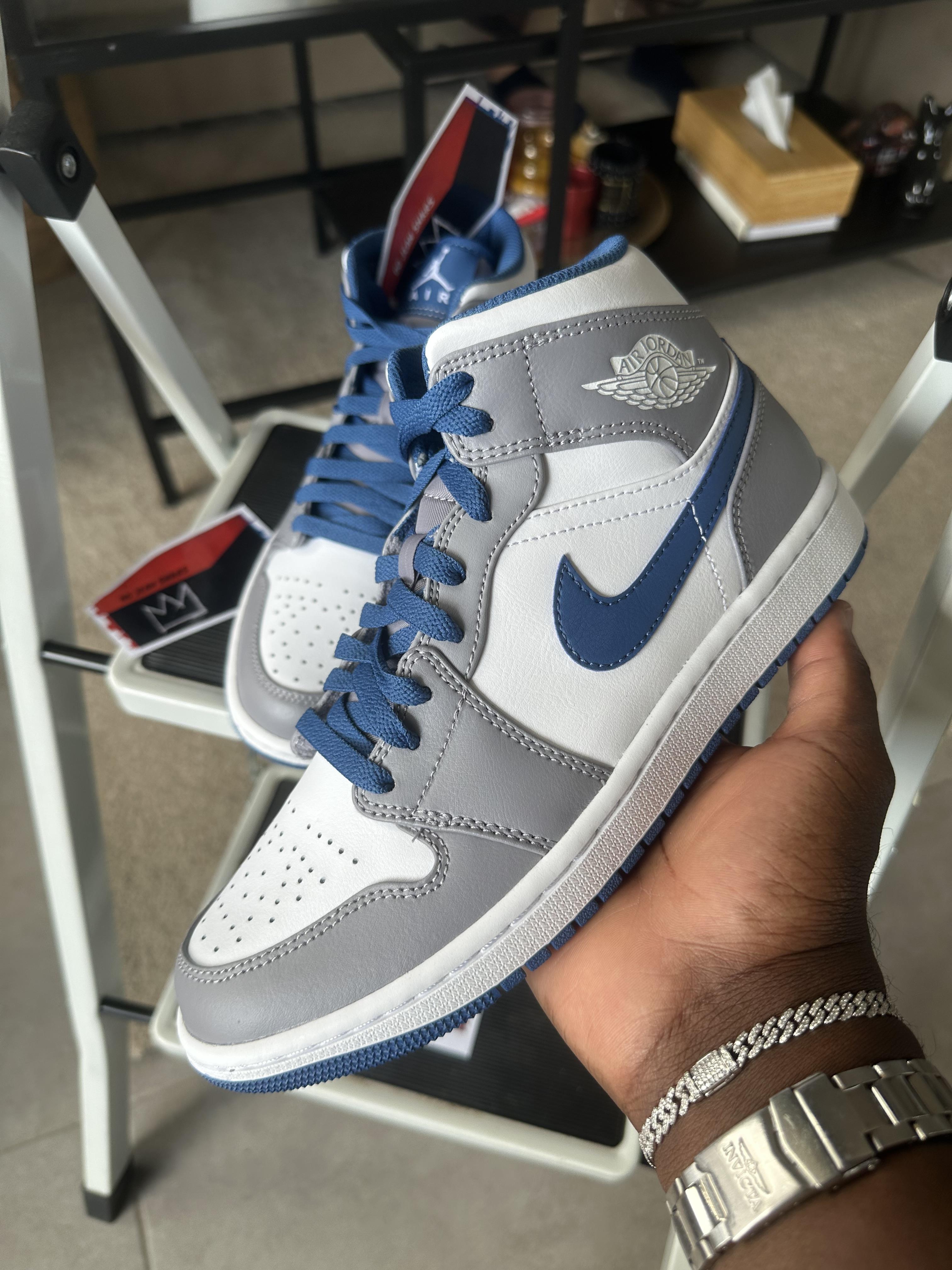Tenis Teni NIKE AIR JORDAN 1 MID TRUE BLUE Original Originales Sneaker Foto 7291746-10.jpg
