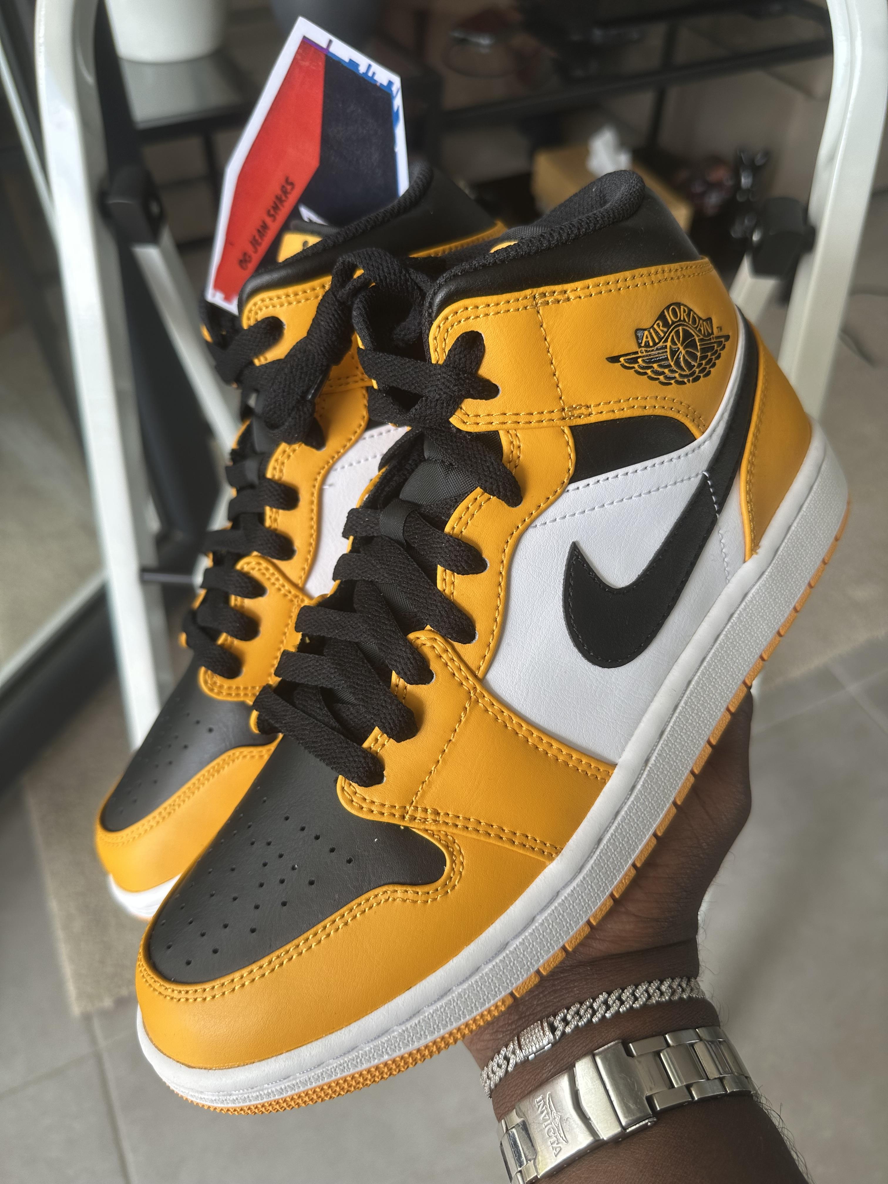 Tenis Teni NIKE AIR JORDAN 1 MID TAXI BLACK AND YELLOW Original Origin Foto 7291747-8.jpg