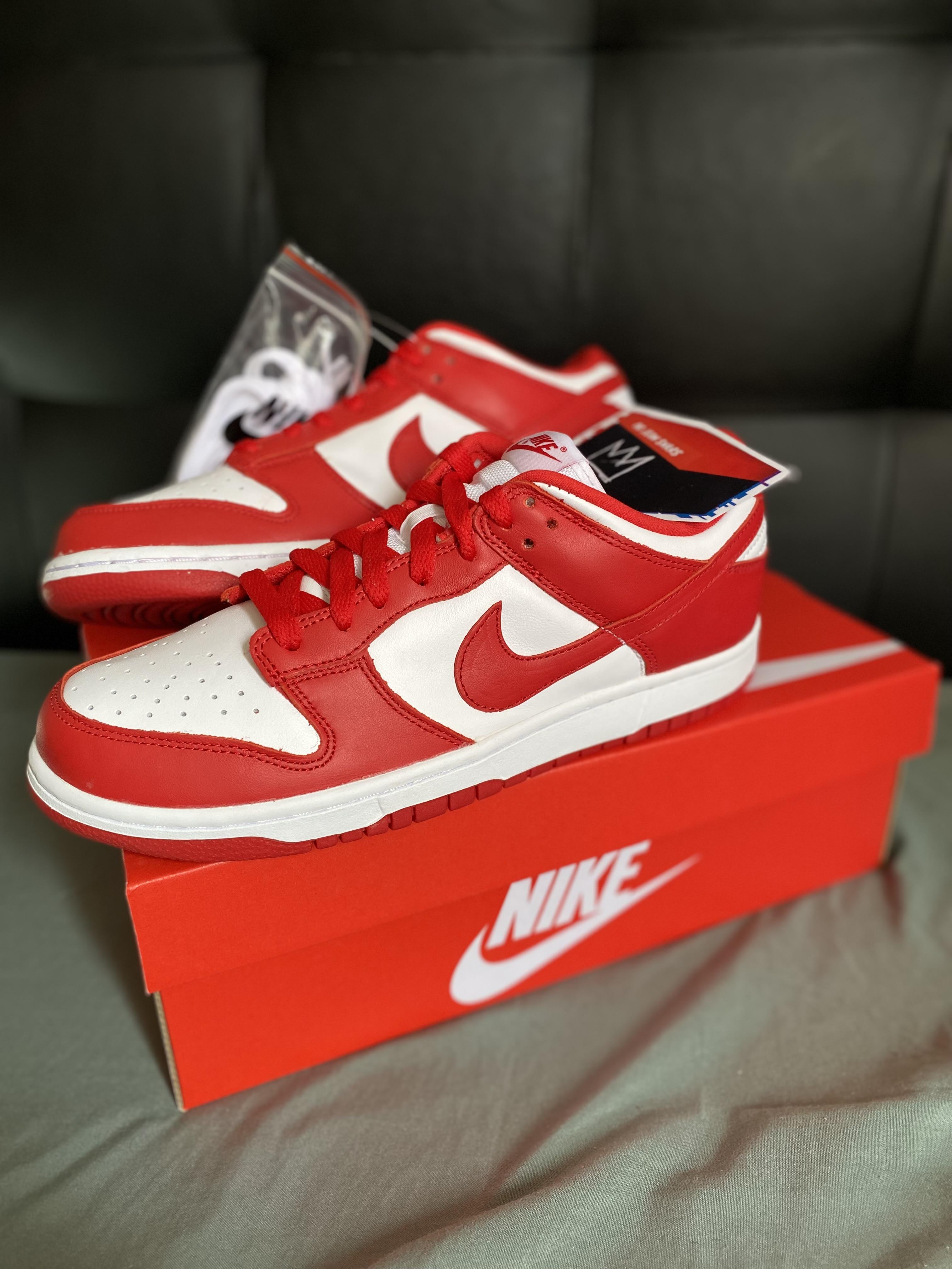 Sneakers Tenis Teni Nike Dunk Low St John’s White and Red Original Foto 7293513-7.jpg