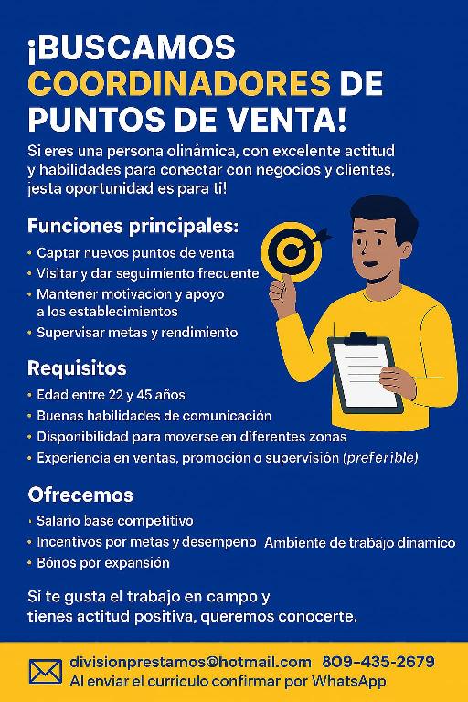 empleo trabajo Buscamos Coordinadores de Puntos de Venta! Foto 7295855-1.jpg