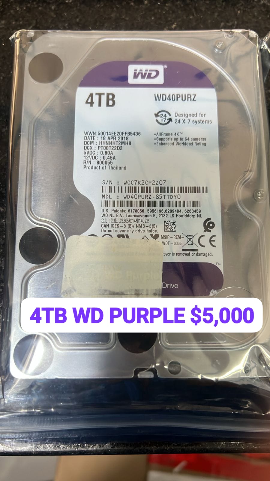 DISCO DURO WESTERN DIGITAL PURPLE 4TB GARANTIA 5000 Foto 7296684-2.jpg