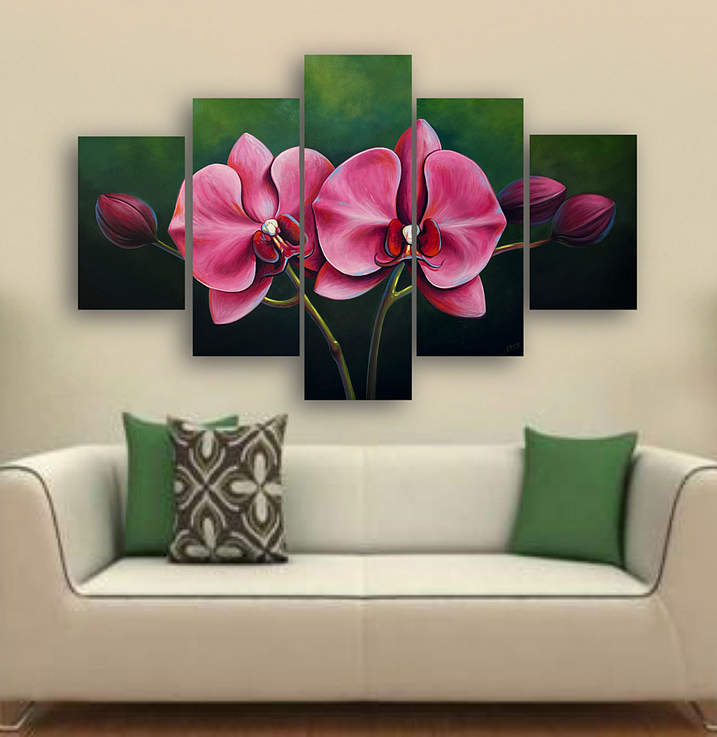 Cuadro pintura de orquídeas 5 en 1 Foto 7298194-3.jpg