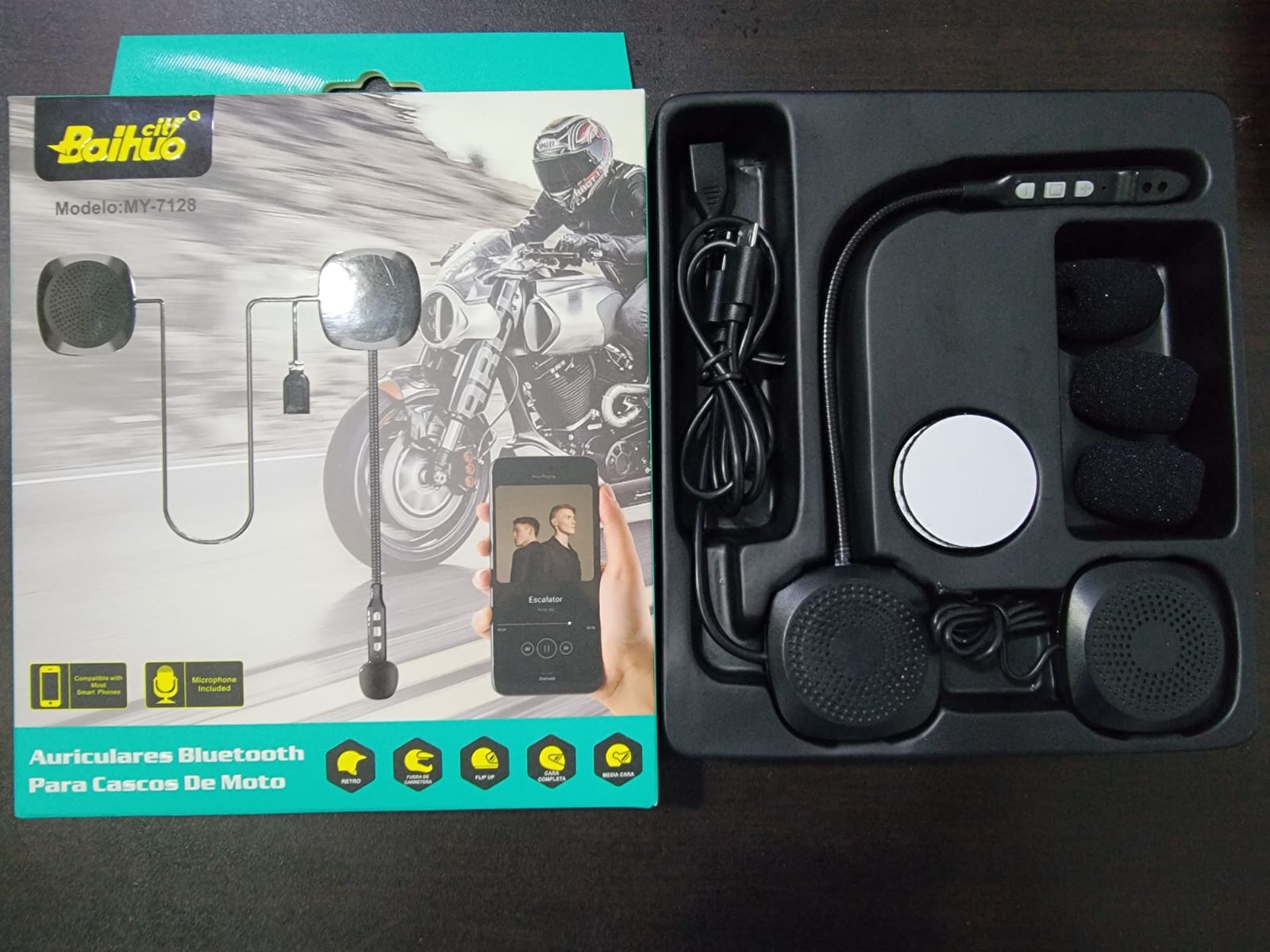 Audífonos Bluetooth para Casco de Motor con Micrófono  Manos Libres  C Foto 7303726-1.jpg