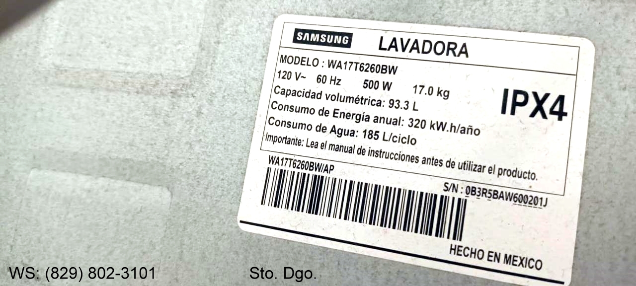 Vendo Lavadora ropa SAMSUNG Inverter de 17Kg  Foto 7304291-11.jpg